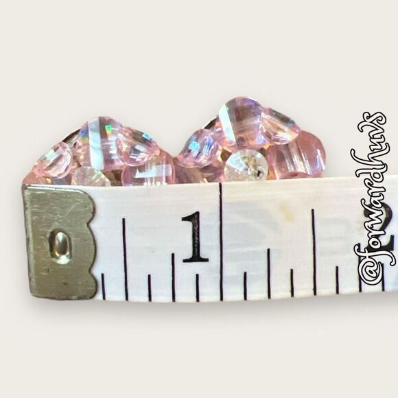 Vintage Pink & Clear Glass Bead Clip-on Non-pierced Earrings - Picture 11 of 12